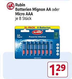 Rubin Batterien Mignon AA oder Micro AAA je 8 Stück