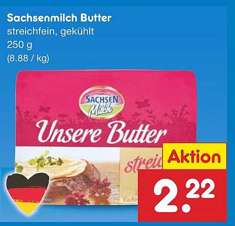 Sachsenmilch Butter streichfein, gekühlt 250 g