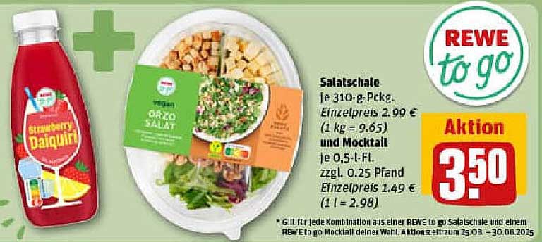 Salatschale und Mocktail nach Wahl für nur 3,50 €