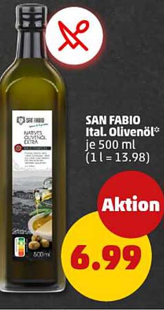 SAN FABIO Ital. Olivenöl* je 500 ml (1 l = 13.98)