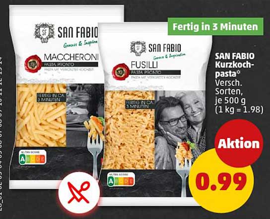 SAN FABIO Kurzkochpasta* 500g, verschiedene Sorten