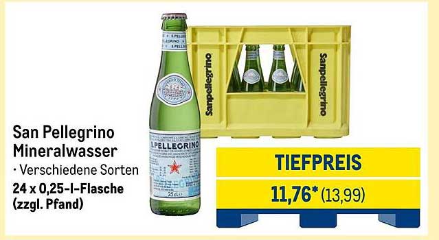 San Pellegrino Mineralwasser - 24 x 0,25 l-Flasche (zzgl. Pfand)