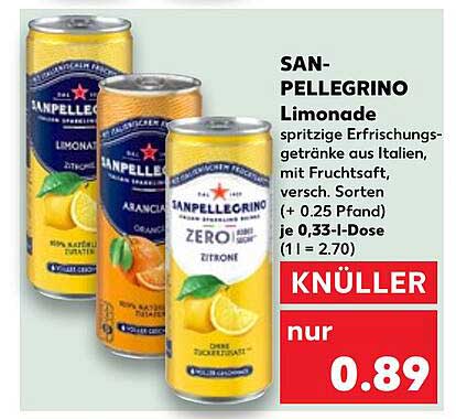 SANPELLEGRINO Limonade - spritzige Erfrischungsgetränke aus Italien