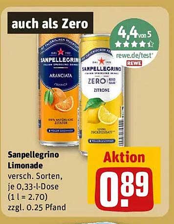 Sanpellegrino Limonade verschiedene Sorten, je 0,33-l-Dose