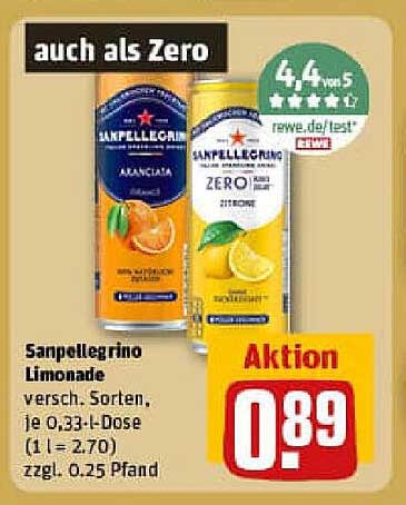 Sanpellegrino Limonade verschiedene Sorten, je 0,33-l-Dose