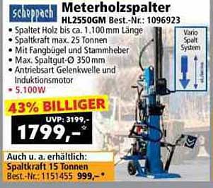 Scheppach Meterholzspalter HL2550GM
