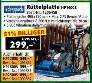Scheppach Rüttelplatte HP1400S – 51% günstiger!