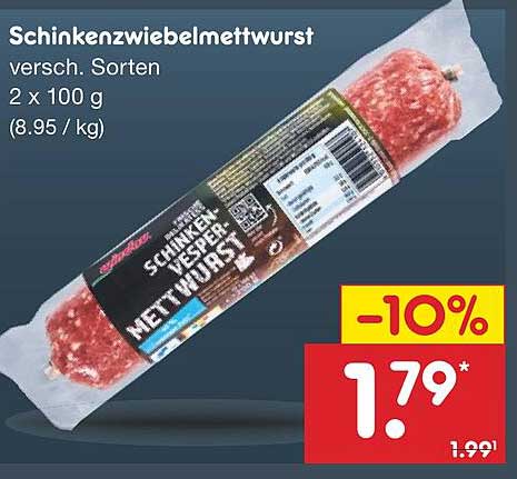 Schinken-Zwiebel-Mettwurst – 2 x 100 g