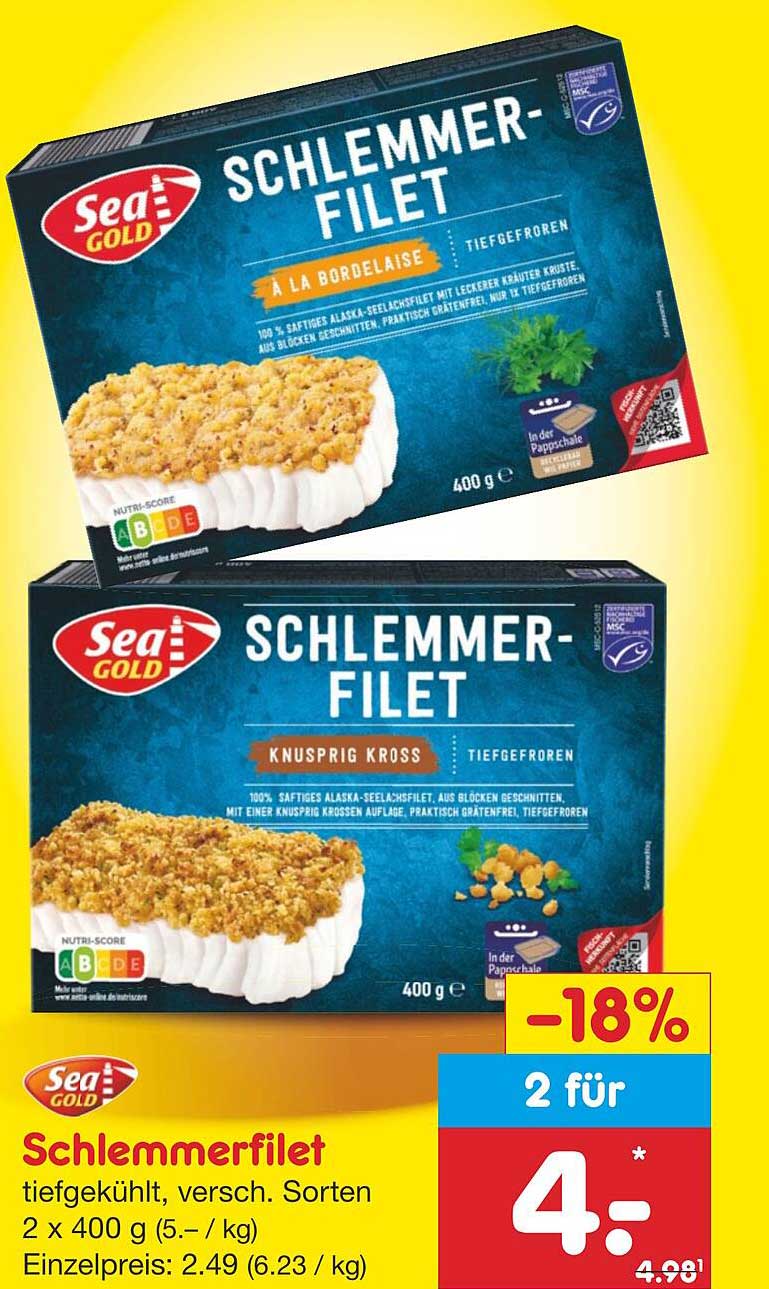 Schlemmerfilet tiefgekühlt, verschiedene Sorten - 2 für 4,- €
