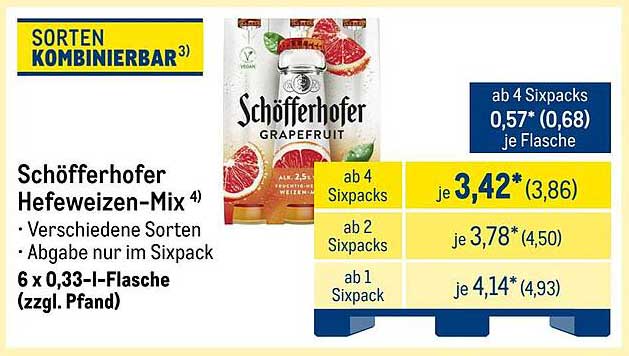 Schöfferhofer Hefeweizen-Mix - ab 4 Sixpacks zum Sonderpreis!