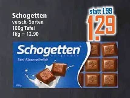 Schogetten verschiedene Sorten 100g Tafel