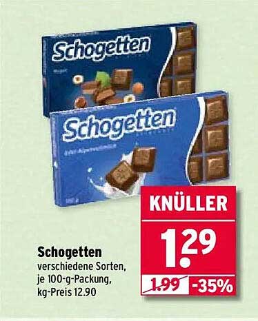 Schogetten - verschiedene Sorten, je 100-g-Packung