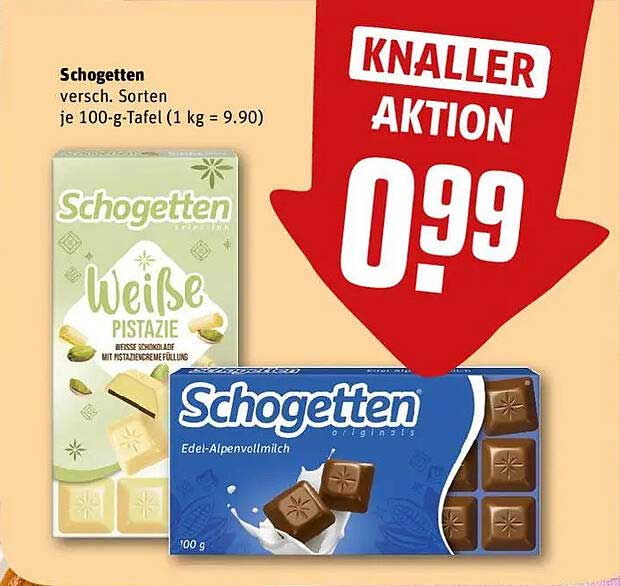 Schogetten - Verschiedene Sorten je 100-g-Tafel