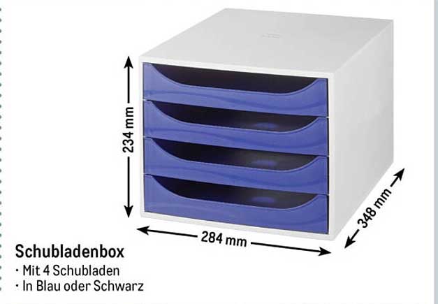Schubladenbox mit 4 Schubladen - In Blau oder Schwarz