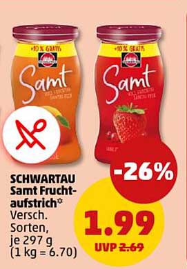 SCHWARTAU Samt Fruchtaufstrich - Verschiedene Sorten 297 g