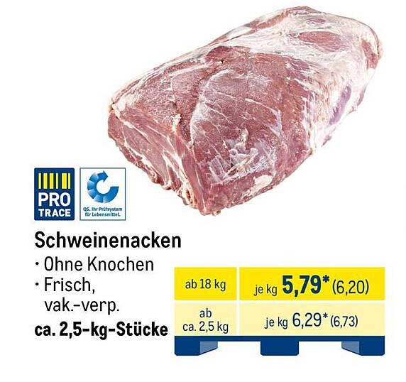 Schweinenacken ohne Knochen - frisch und vakuumverpackt