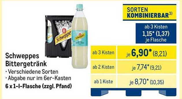 Schweppes Bittergetränk 6 x 1-l-Flasche (zzgl. Pfand)