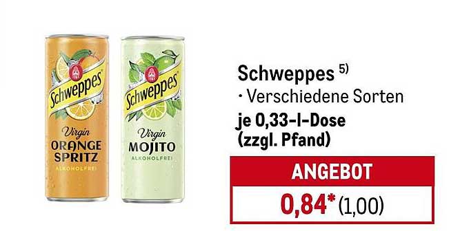 Schweppes Virgin Orange Spritz und Virgin Mojito 0,33 l-Dose