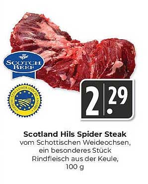 Scotland Hils Spider Steak vom Schottischen Weideochsen, 100 g