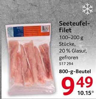 Seeteufelfilet, 100–200 g Stücke, gefroren