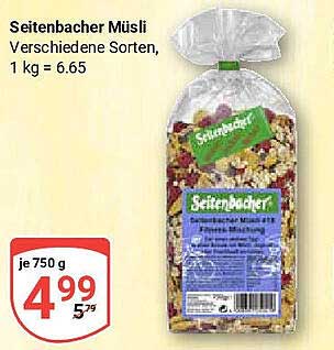 Seitenbacher Müsli Verschiedene Sorten, 750 g