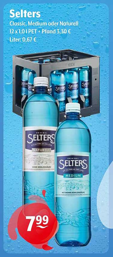 Selters Classic, Medium oder Naturell 12 x 1,0 l PET