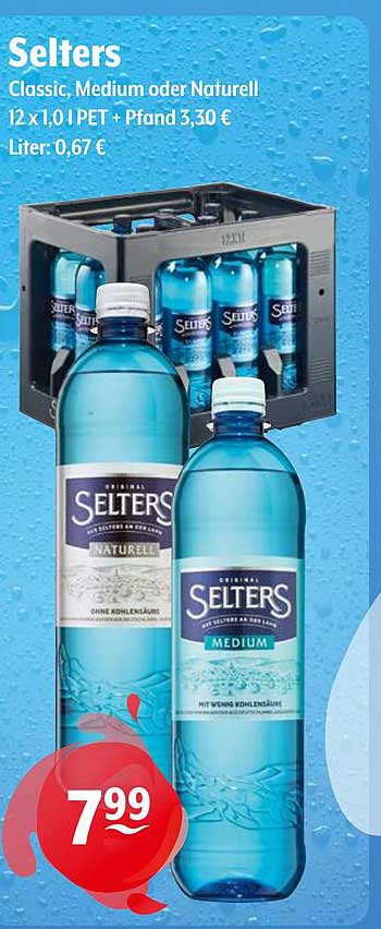 Seltzers Classic, Medium oder Naturell 12 x 1,0 l PET