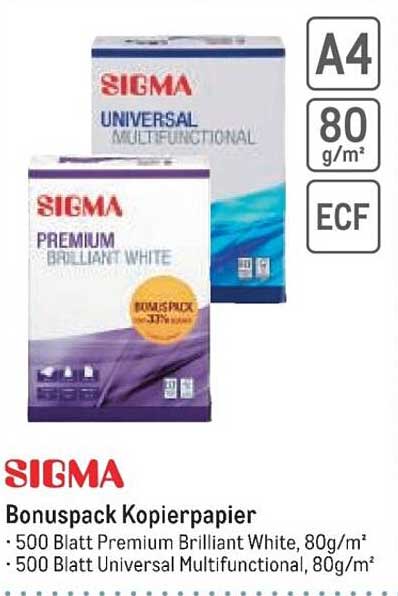 SIGMA Bonuspack Kopierpapier A4 - 500 Blatt