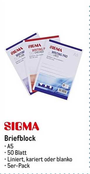 SIGMA Briefblock A5 5er-Pack