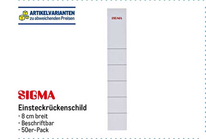 SIGMA Einsteckrückenschild - 8 cm breit, beschriftbar, 50er-Pack