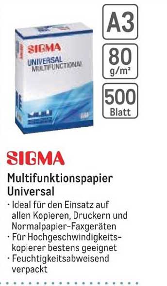 SIGMA Multifunktionspapier Universal A3, 80 g/m², 500 Blatt