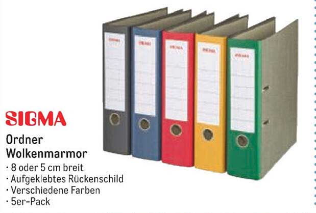 SIGMA Ordner Wolkenmarmor 5er-Pack