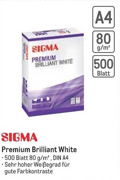 SIGMA Premium Brilliant White A4 80 g/m² – 500 Blatt