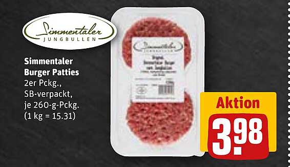 Simmentaler Burger Patties, 2er Pckg., SB-verpackt