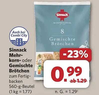 Sinnack Mehrkorn- oder Gemischte Brötchen zum Fertigbacken