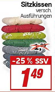 Sitzkissen in verschiedenen Ausführungen - Jetzt nur 1,49 €!