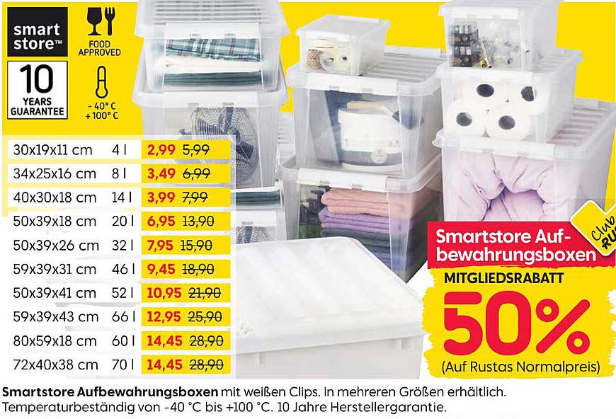 Smartstore Aufbewahrungsboxen mit weißen Clips - 50% Rabatt!