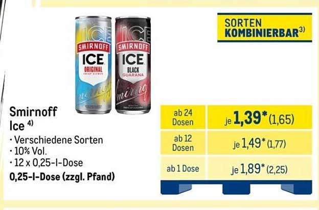 Smirnoff Ice - Verschiedene Sorten