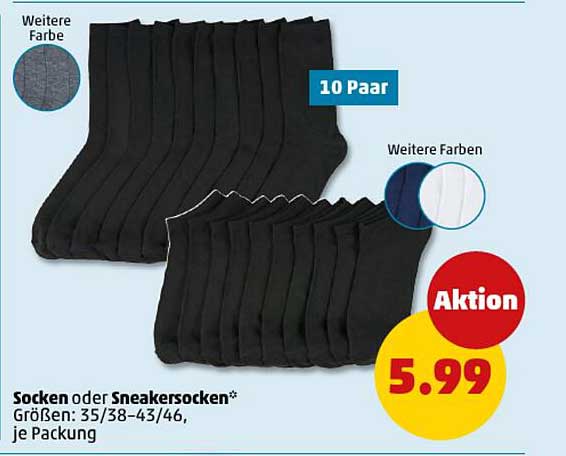 Socken oder Sneaker Socken - 10 Paar zum Aktionspreis