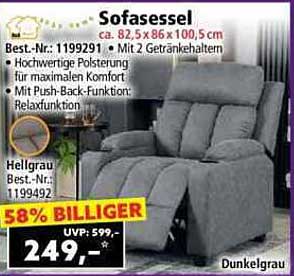 Sofasessel mit Relaxfunktion und Getränkehaltern