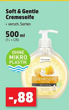 Soft & Gentle Creme-Seife - Milch & Honig 500 ml