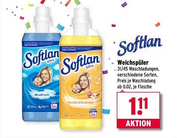 Softlan Weichspüler 31/45 Waschladungen, verschiedene Sorten