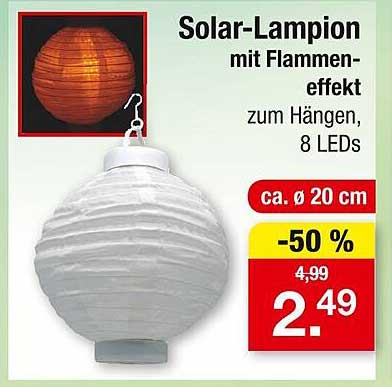 Solar-Lampion mit Flammeneffekt zum Hängen, 8 LEDs