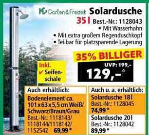 Solardusche 35 l mit Wasserhahn - 35% billiger