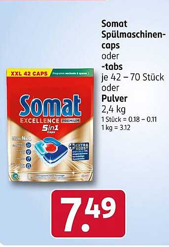 Somat Spülmaschinen-caps oder -tabs, 42-70 Stück oder Pulver, 2,4 kg