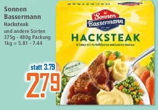 Sonnen Bassermann Hacksteak 375g - 480g Packung