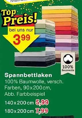 Spanbettlaken 100% Baumwolle, verschiedene Farben 90x200cm, Top Preis!