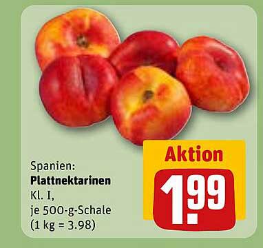 Spanien: Plattnektarinen Kl. I, je 500-g-Schale