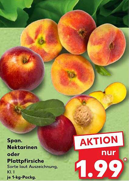 Spanische Nektarinen oder Plattpfirsiche, je 1-kg-Pack