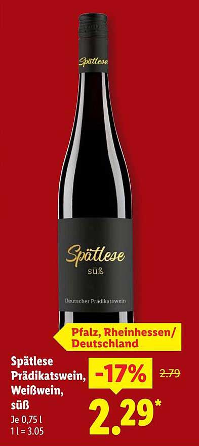 Spätlese Prädikatswein, Weißwein, süß